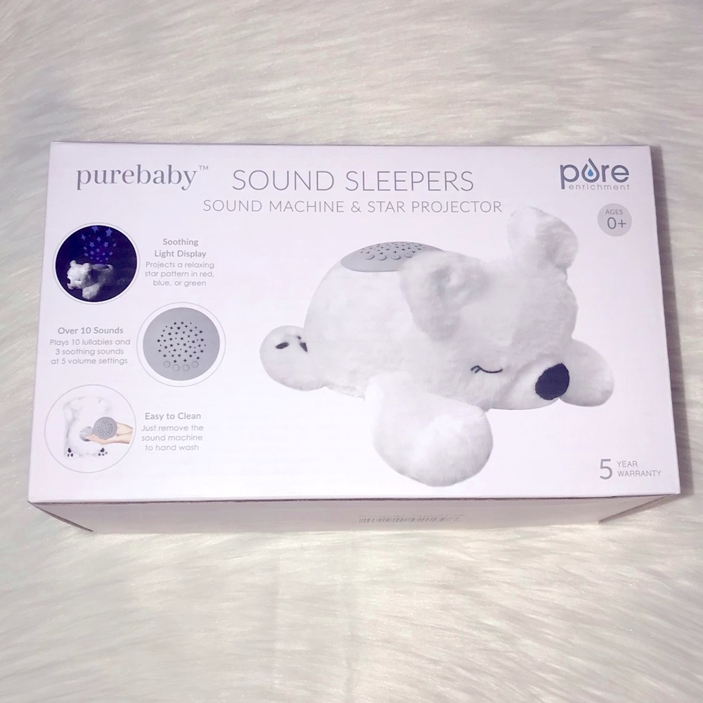 New PureBaby Sound Sleepers Portable Sound Machine & Star Projector